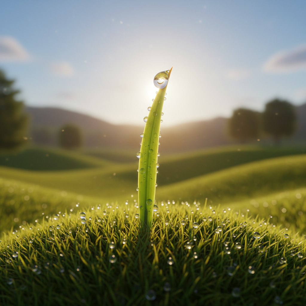 A big dewy blade of grass, GRASS mascot